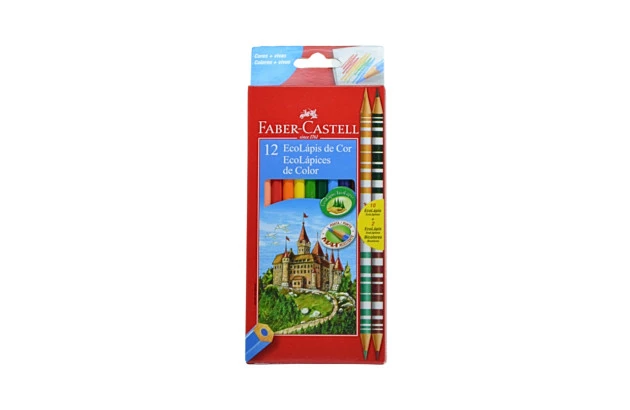 LAPIS DE COR 12 CORES ECOLÁPIS + 2 BICOLOR SEXTAVADO 120112/2B - FABER CASTELL