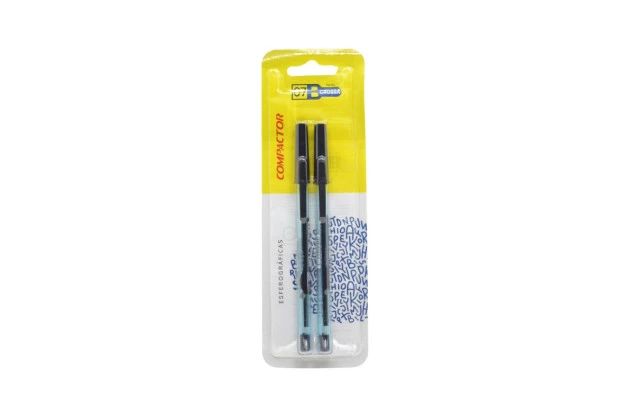 CANETA ESFEROGRAFICA 1.2 COMPACTOR 07B  BLISTER COM 2 PT/PT