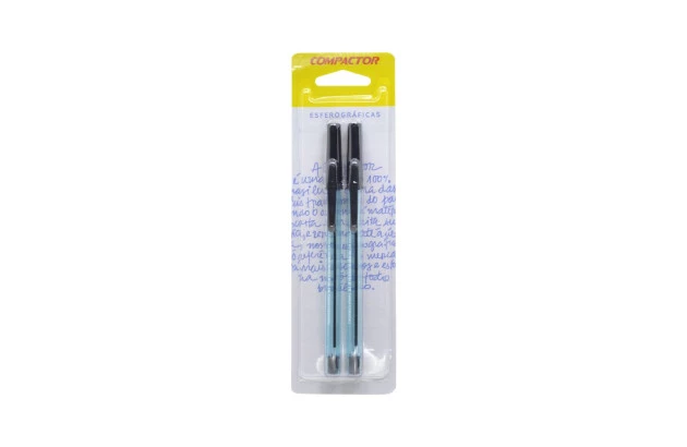 CANETA ESFEROGRAFICA 0.8 COMPACTOR 07 BLISTER  2 UNIDADE PT/PT