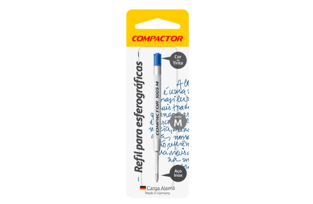 REFIL CARGA ESFERO 1005 METAL M AZUL COMPACTOR