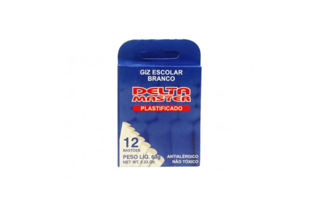GIZ BRANCO ESCOLAR PLASTIFICADO 12 UND 63G DELTA - 0034