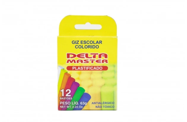 GIZ COLORIDO ESCOLAR PLASTIFICADO 12UND 63G DELTA - 0035