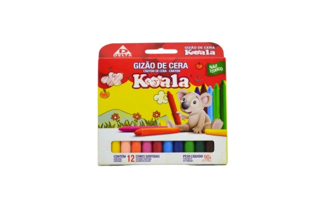 GIZÃO DE CERA 12 CORES 90G KOALA DELTA - 0024