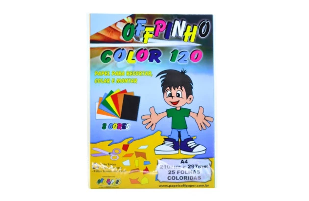 BLOCO PAPEL CRIATIVO COLOR A4 8 CORES 120G 25FLS OFF PAPER