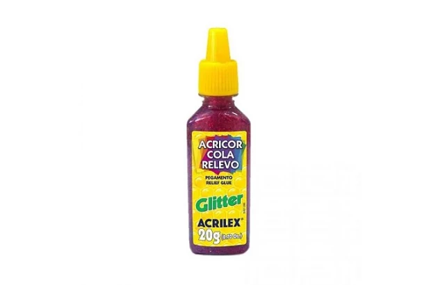 COLA ACRICOR RELEVO GLITTER VERMELHO 20G 3020 ACRILEX