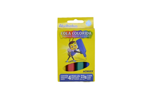 COLA COLORIDA 4 CORES 23G CADA TUBINHO ACRILEX 2604