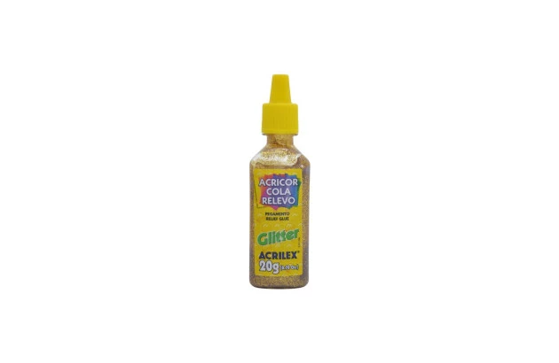 COLA RELEVO GLITTER OURO 201 20G ACRICOR ACRILEX 3020
