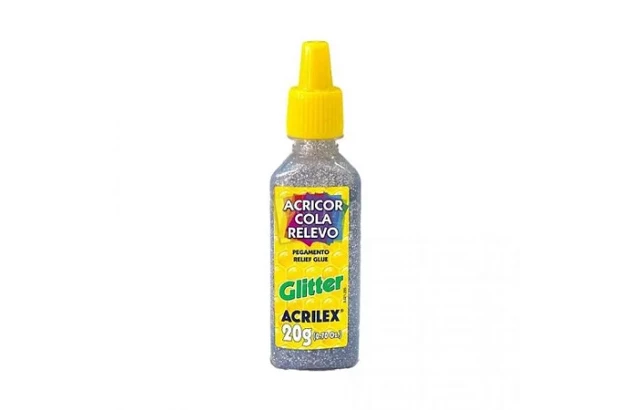 COLA ACRICOR RELEVO GLITTER PRATA 20G 3020 ACRILEX