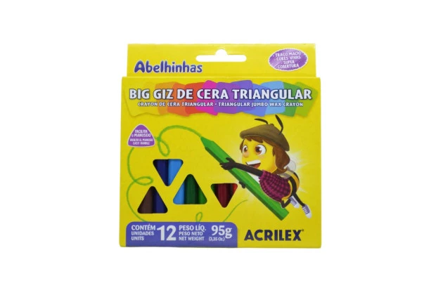 BIG GIZ DE CERA 12 CORES TRIANGULAR JUMBO 95G ACRILEX 9312