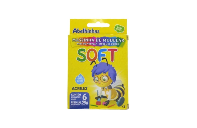 MASSA DE MODELAR 6 CORES SOFT 90G NÃO TÓXICA ACRILEX 7316