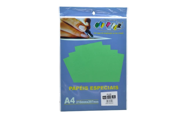 PAPEL PLUS VERDE A4 180G PACOTE 20 FOLHAS OFFPAPER.