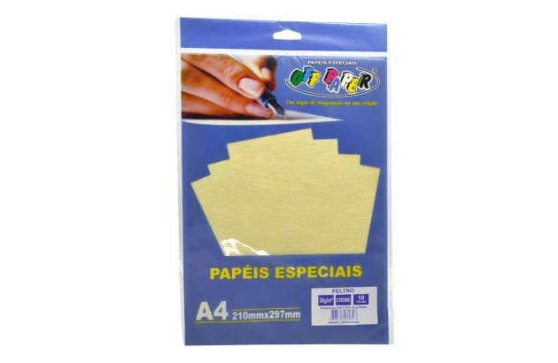 PAPEL FELTRO A4 CREME 30G COM 10 FOLHAS OFF PAPER