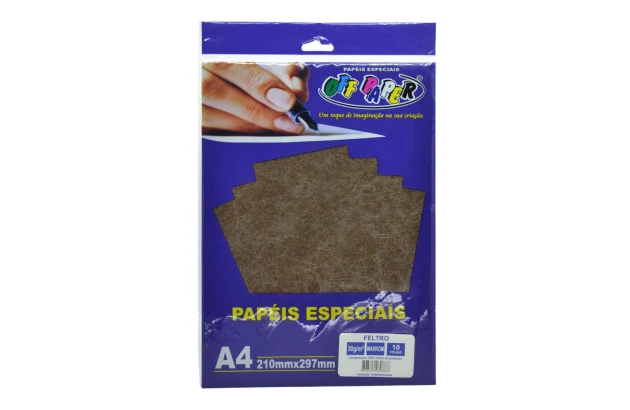PAPEL FELTRO A4 MARROM 30G COM 10 FOLHAS OFF PAPER