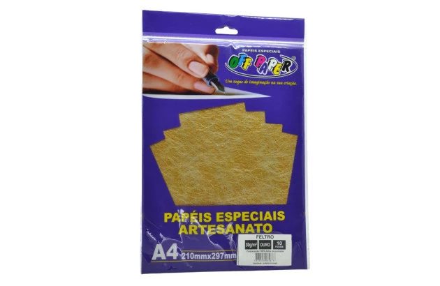PAPEL FELTRO A4 OURO 30G COM 10 FOLHAS OFF PAPER