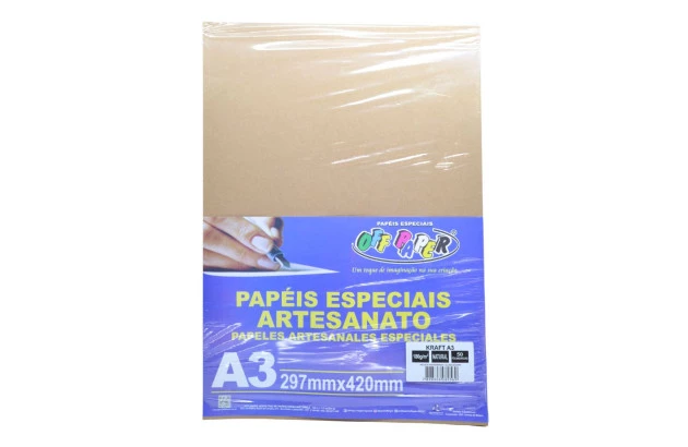 PAPEL KRAFT NATURAL A3 180G 50 FOLHAS OFF PAPER