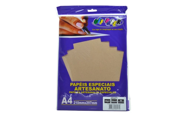 PAPEL KRAFT NATURAL A4 180G 50 FOLHAS OFFPAPER