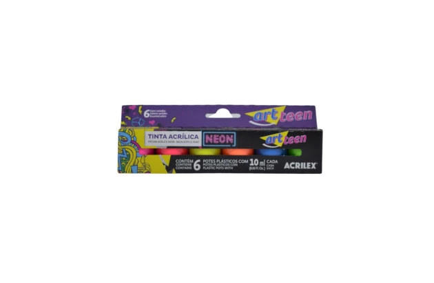 TINTA ACRILICA NEON 6 CORES ART TEEN 3905 ACRILEX