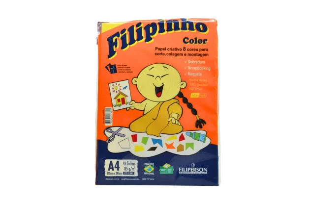 BLOCO DE PAPEL CRIATIVO COLOR A4 8 CORES 85G  45 FOLHAS - FILIPERSON 1661