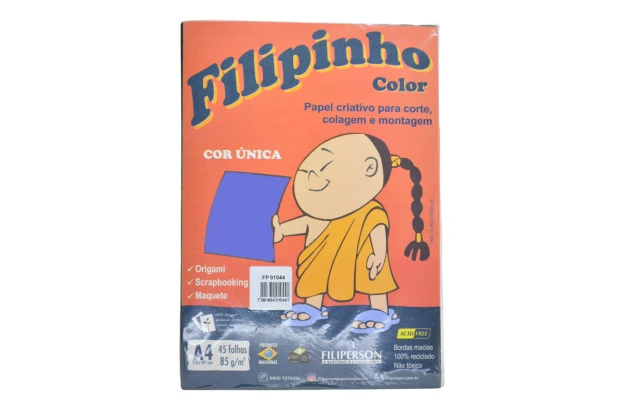 BLOCO PAPEL FILIPINHO COLOR AZUL A4 85G 45 FOLHAS - FILIPERSON 1045