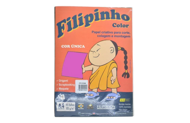 BLOCO PAPEL FILIPINHO COLOR ROSA A4 85G 45 FOLHAS - FILIPERSON 1075