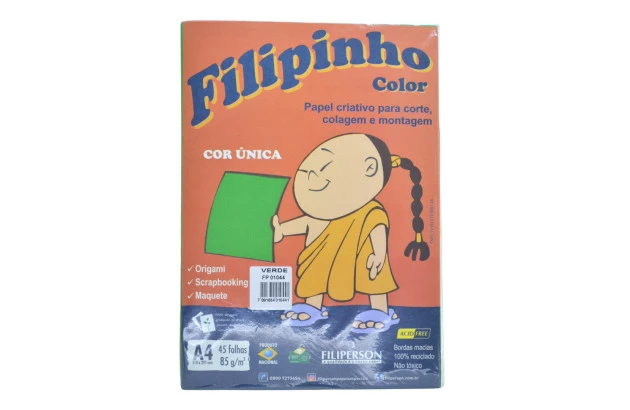 BLOCO PAPEL FILIPINHO COLOR VERDE A4 85G 45 FOLHAS - FILIPERSON 1044
