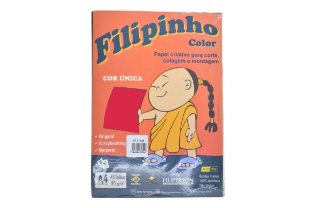 BLOCO PAPEL FILIPINHO COLOR VERMELHO A4 85G 45 FOLHAS - FILIPERSON 1046