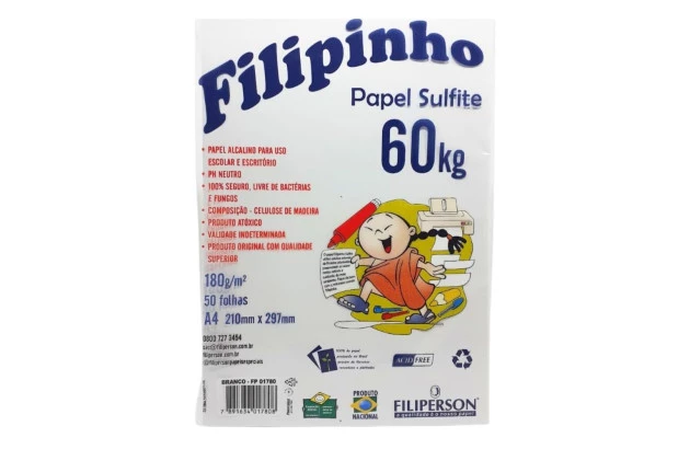 BLOCO DE PAPEL SULFITE A3 PESO 60KG 180G/M² BRANCO 25FLS - FILIPERSON 1782