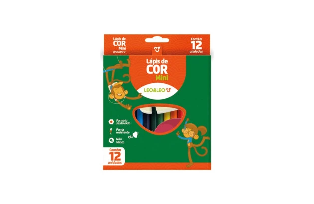 LAPIS DE COR 12 CORES MINI SEXTAVADO 4690 LEONORA