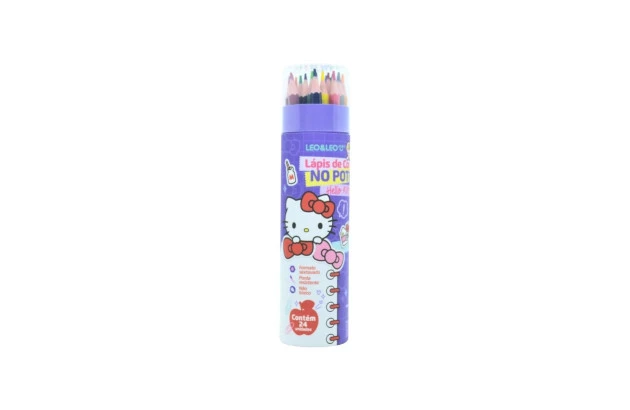 LAPIS DE COR 24 CORES HELLO KITTY NO POTE  73119 LEONORA