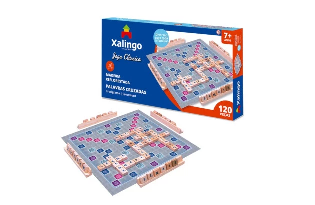 BRINQUEDO EDUCATIVO PALAVRAS CRUZADAS 120 PEÇAS XALINGO