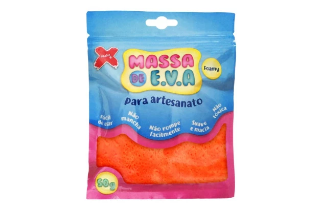 MASSA DE EVA LISA 50G LARANJA FOAMY | PARA MODELAGEM - MAKE+ 13004