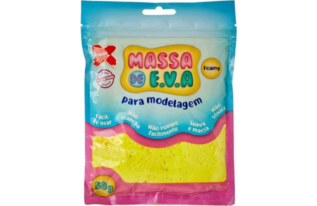 MASSA DE EVA LISA 50G AMARELO FOAMY - PARA MODELAGEM | MAKE+ 13000