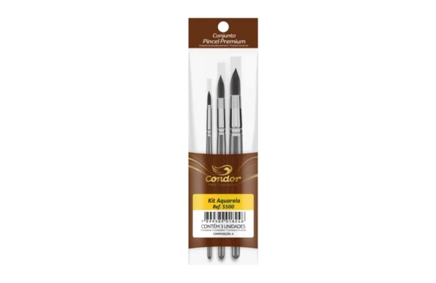 KIT PINCEL AQUARELA 03 UND 5500 CONDOR
