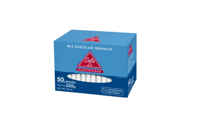 GIZ BRANCO ESCOLAR PLASTIFICADO 50 UND 220G DELTA - 0030