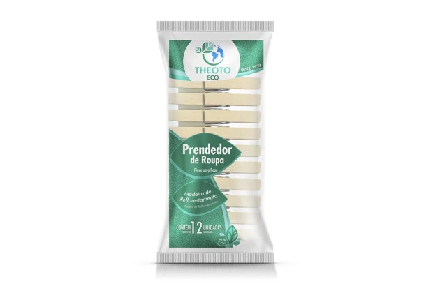 PRENDEDOR DE ROUPA MÉDIO DE MADEIRA PCT/12 THEOTO