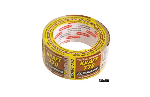 FITA ADESIVA PAPEL CREPE KRAFT 770 36MM X 50M - UNIDADE | ADELBRAS