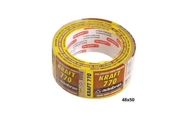FITA ADESIVA PAPEL CREPE KRAFT 770 48MM X 50M - UNIDADE | ADELBRAS