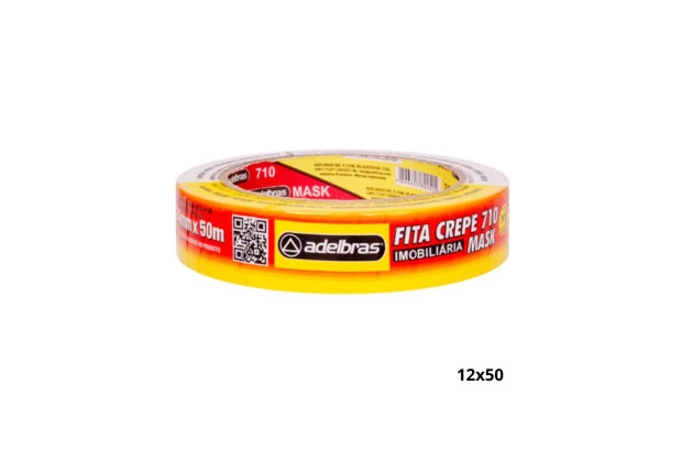 FITA ADESIVA CREPE DE PAPEL BRANCA 18MM X 50M - MASK 710 USO GERAL | ADELBRAS