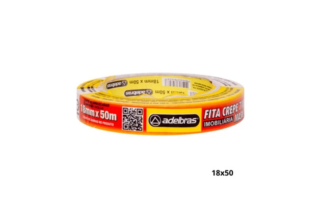 FITA ADESIVA CREPE DE PAPEL BRANCA 18MM X 50M - MASK 710 USO GERAL | ADELBRAS