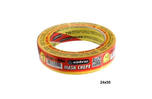 FITA ADESIVA CREPE DE PAPEL BRANCA 24MM X 50M - MASK 710 USO GERAL | ADELBRAS