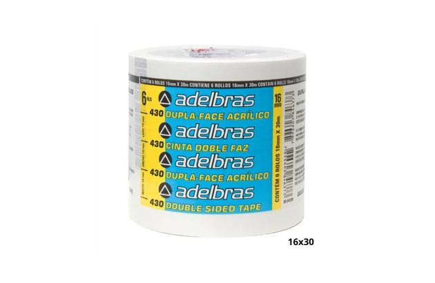 FITA DUPLA FACE ACRILICO TRANSPARENTE 430 16X30 ADELBRAS