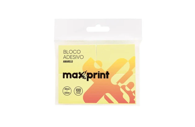 BLOCO DE RECADO ADESIVO 38X50 100F AMARELO MAXPRINT