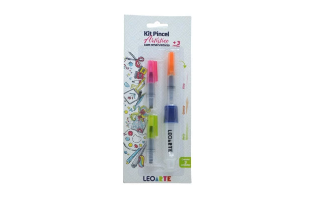 KIT PINCEL ARTÍSTICO COM RESERVATORIO 3 UND 77001 LEOARTE