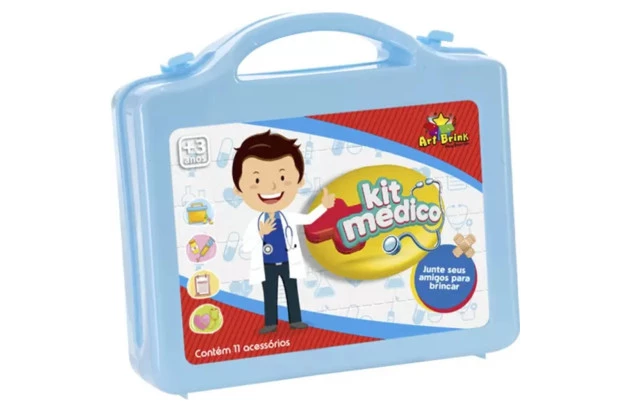 BRINQUEDO KIT MÉDICO MALETA COM 11PCS AZUL ART BRINK