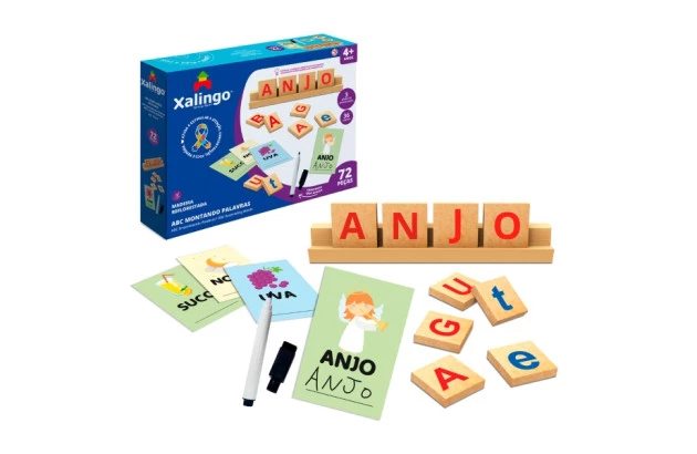 BRINQUEDO EDUCATIVO ABC MONTANDO PALAVRAS II 72 PÇS XALINGO - LINHA INCLUSIVA