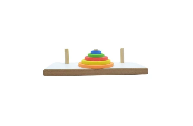 JOGO TORRE DE HANOI EM MADEIRA COM 7 CIRCULOS 30.31 JOTT PLAY