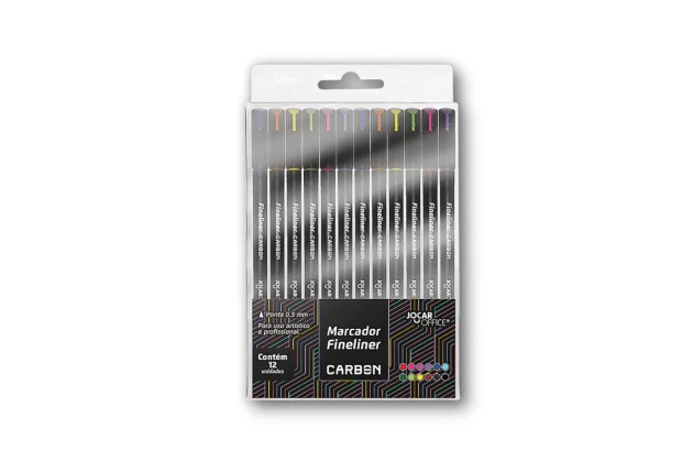 ESTOJO CANETA ESFEROGRÁFICA 12 CORES FINELINER 0.5 CARBON LINE JOCAR OFFICE - 10244