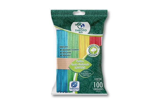 PALITO ESCOLAR PONTA REDONDA CORES SORTIDA DE PICOLE PCT/ 100 THEOTO - 51715