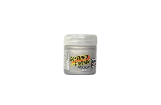 TINTA FACIAL LÍQUIDA METÁLICA 15ML PRATA METALLIC COLORS  - ROSTINHO PINTADO 8003