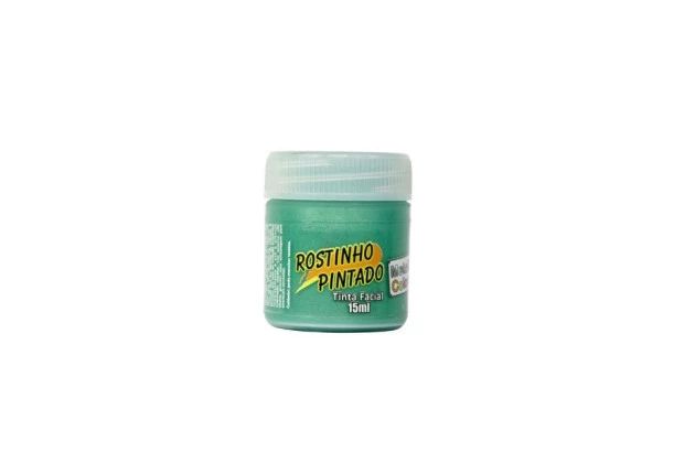 TINTA FACIAL LÍQUIDA METÁLICA 15ML VERDE METALLIC COLORS  - ROSTINHO PINTADO 8006